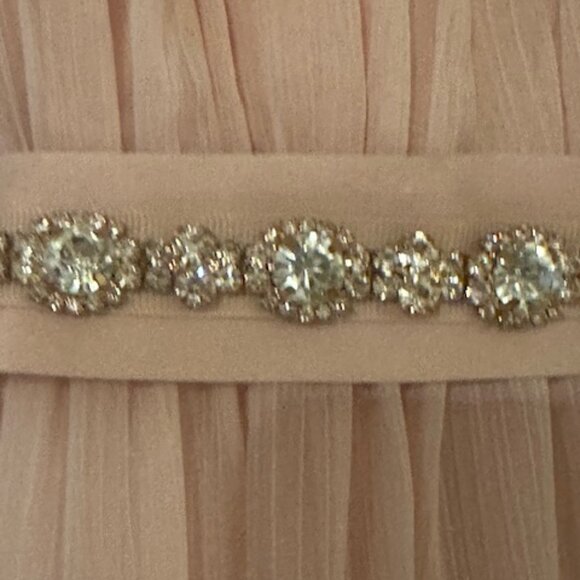 Vera Wang Formal White Collection Bridesmaid Dress Pink Chiffon Jeweled Belt 4 - Picture 2 of 16